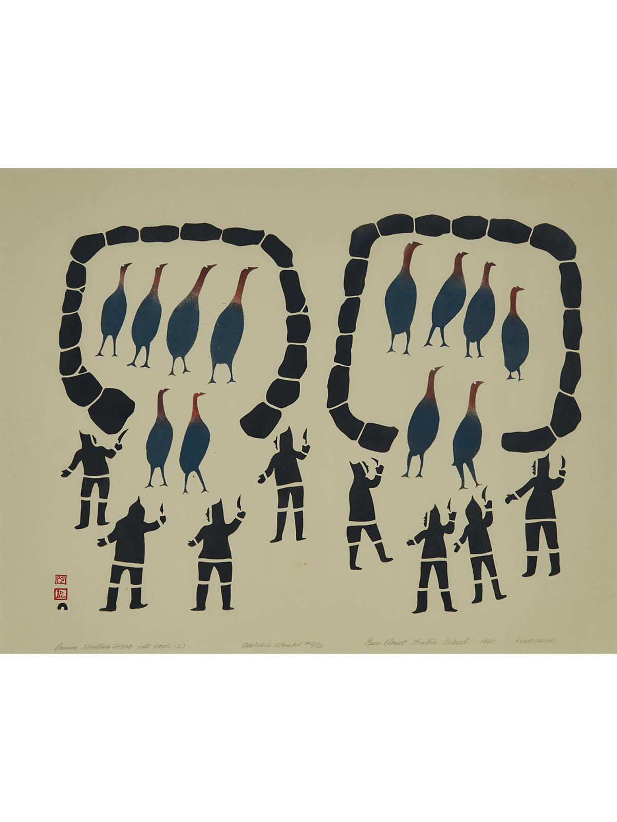 Kiakshuk (1886-1966) - Driving Moulting Geese Into Pens