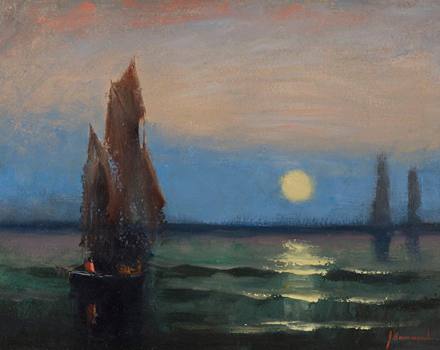 John A. Hammond (1843-1939) - Untitled - Boats at Sunset