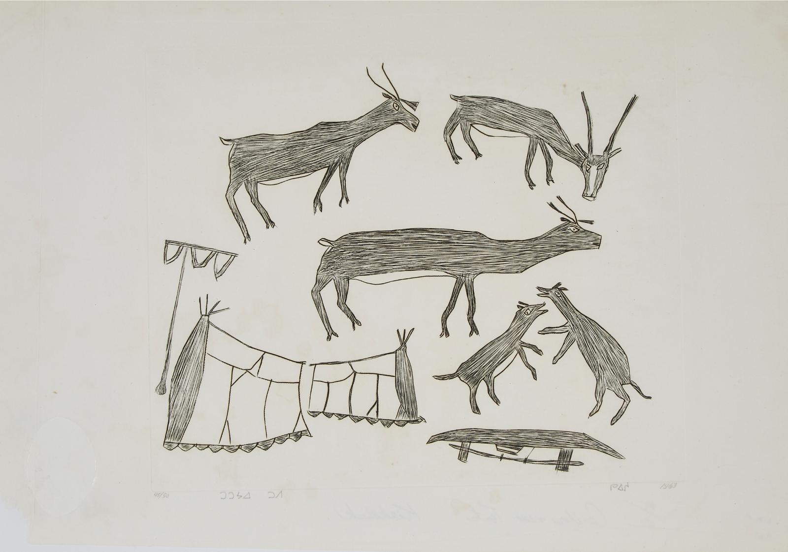 Kiakshuk (1886-1966) - Caribou Near Tents