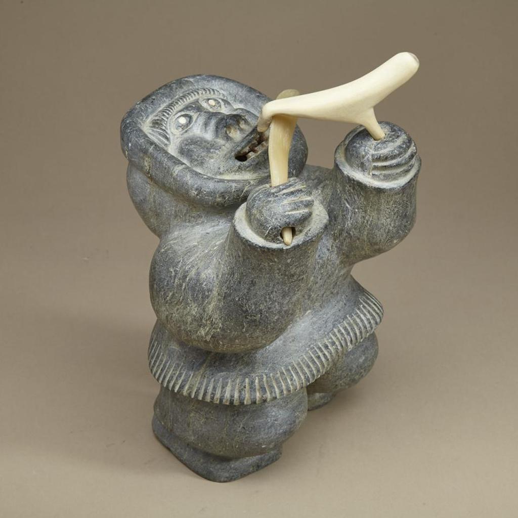 Judas Ullulaq (1937-1998) - Man Eating Meat With Knife