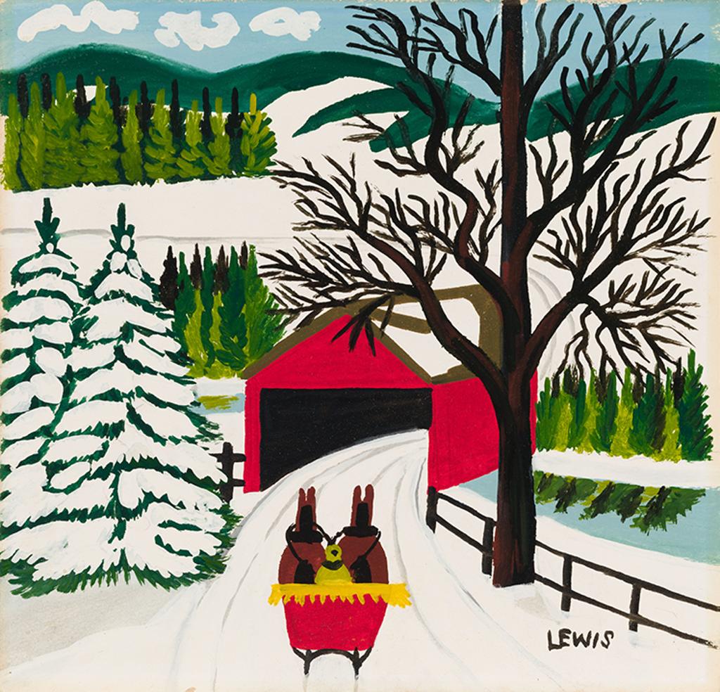 Maud Kathleen Lewis (1903-1970) - Sleigh and Covered Bridge