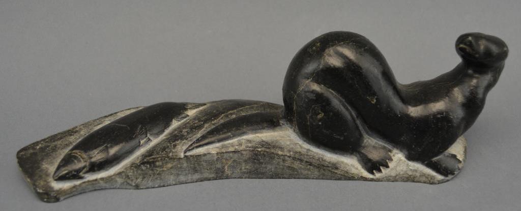Thomassiapik Sivuarapik (1941-2009) - Otter with Fish, c.1960s
