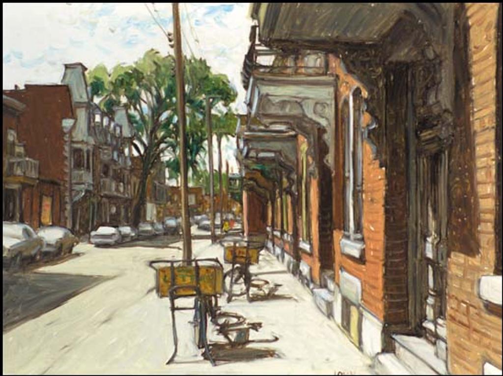 John Geoffrey Caruthers Little (1928-2024) - Une journée estivale, rue de l'Hôtel de Ville d'autrefois - Montréal