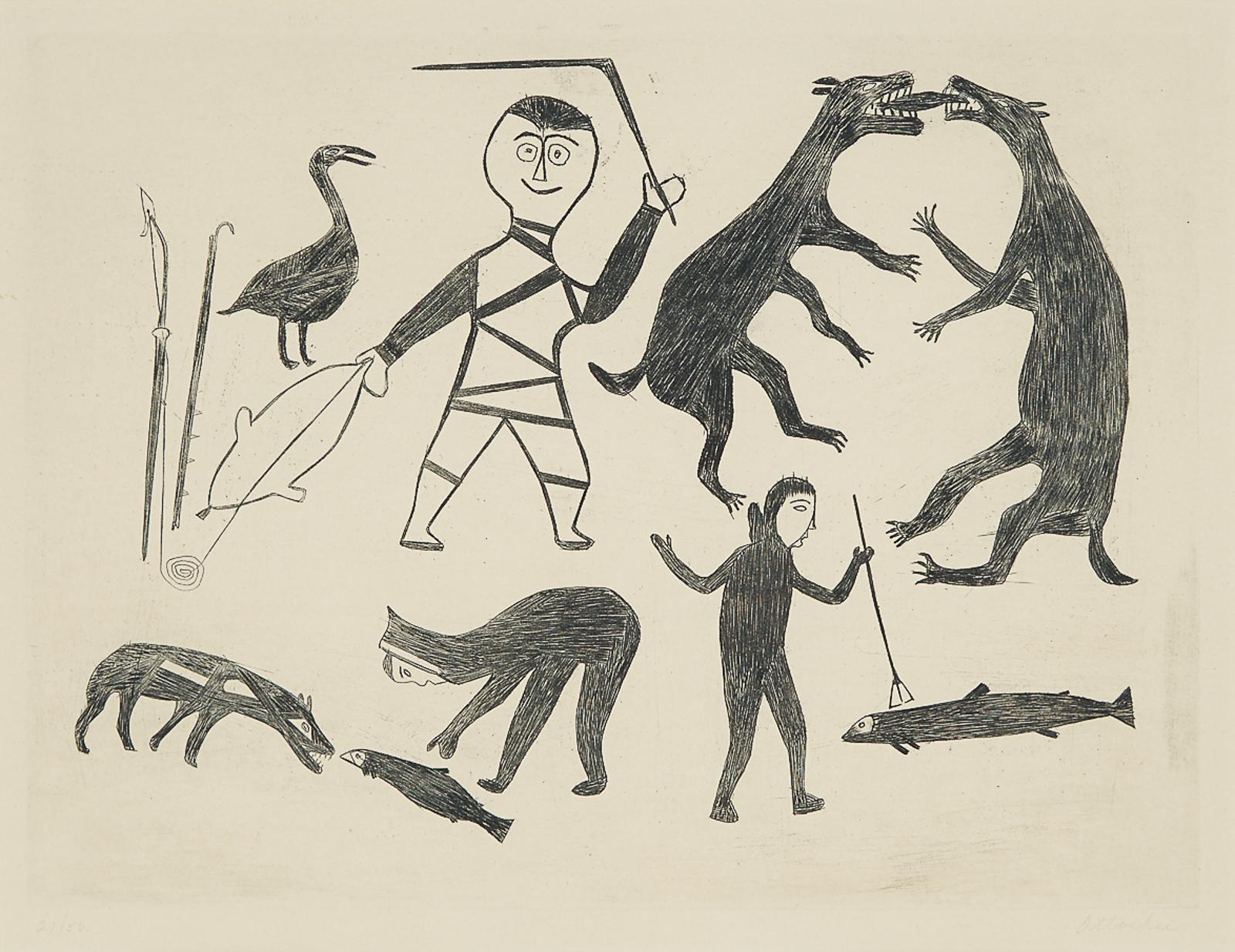 Timothy Ottochie (1904-1982) - Shaman Fighting Animal Spirits