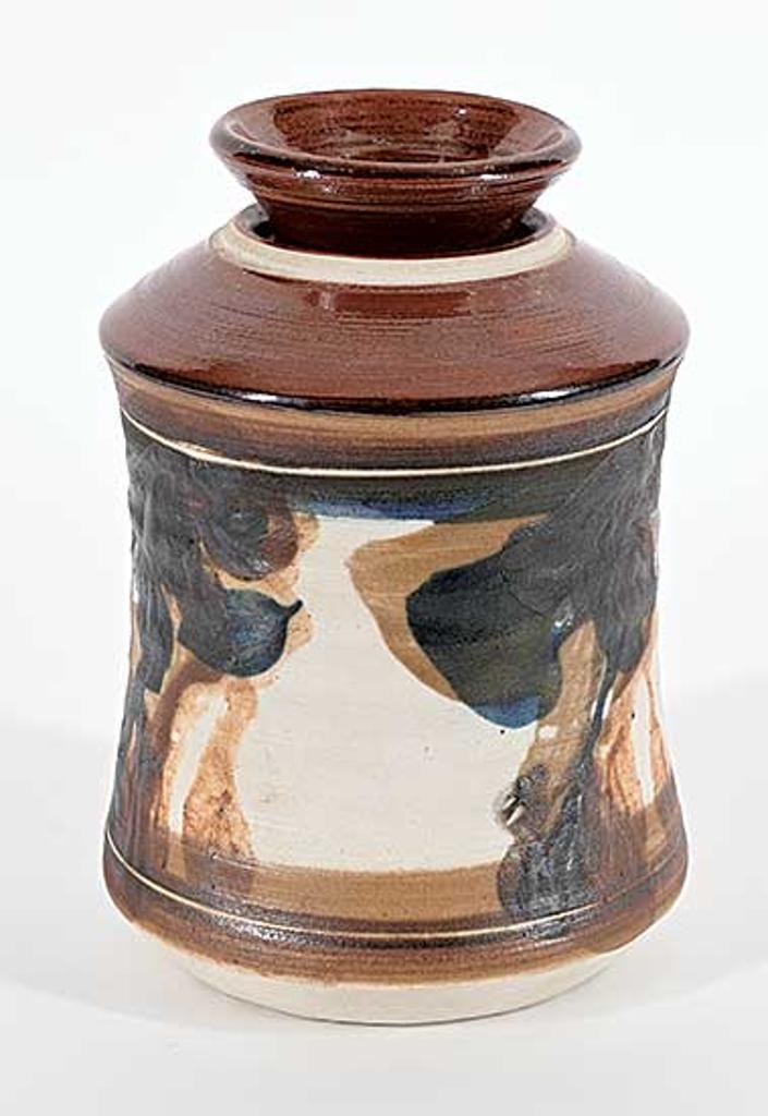 Walter (Drahanchuk) Drohan (1932-2007) - Untitled - Brown and White Vase with Leaf Shapes