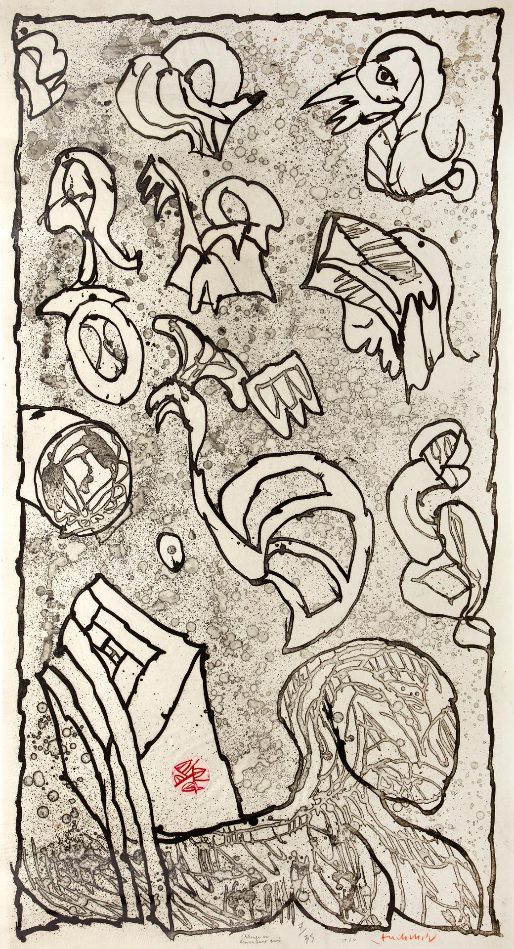 Pierre Alechinsky (1927) - Sphinge se demandant quoi, 1980