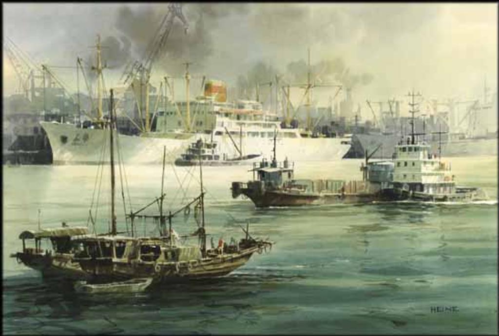 Harry Heine (1924-2004) - River Traffic, Huangpu River, Shanghai, China