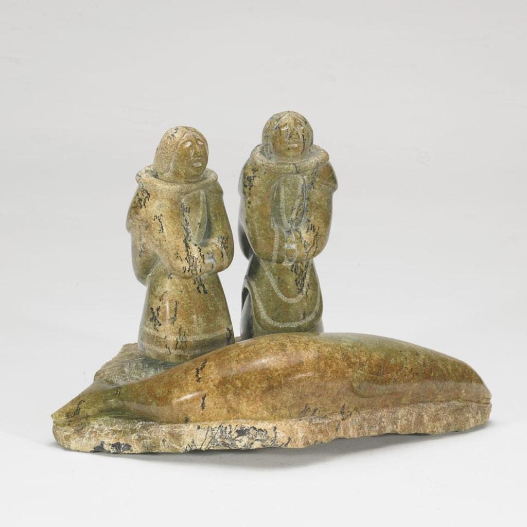 Annie Qimirpik (1933) - Two Figures And A Whale