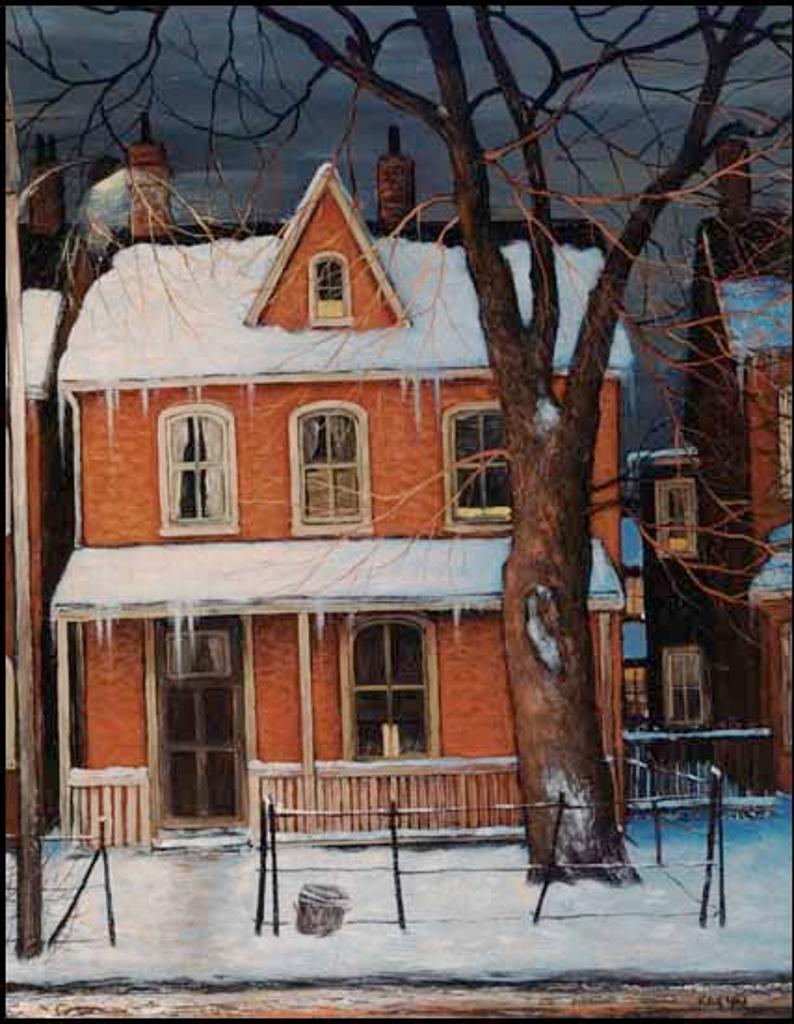 John Kasyn (1926-2008) - Red House on a Winter Night (Huron St.)