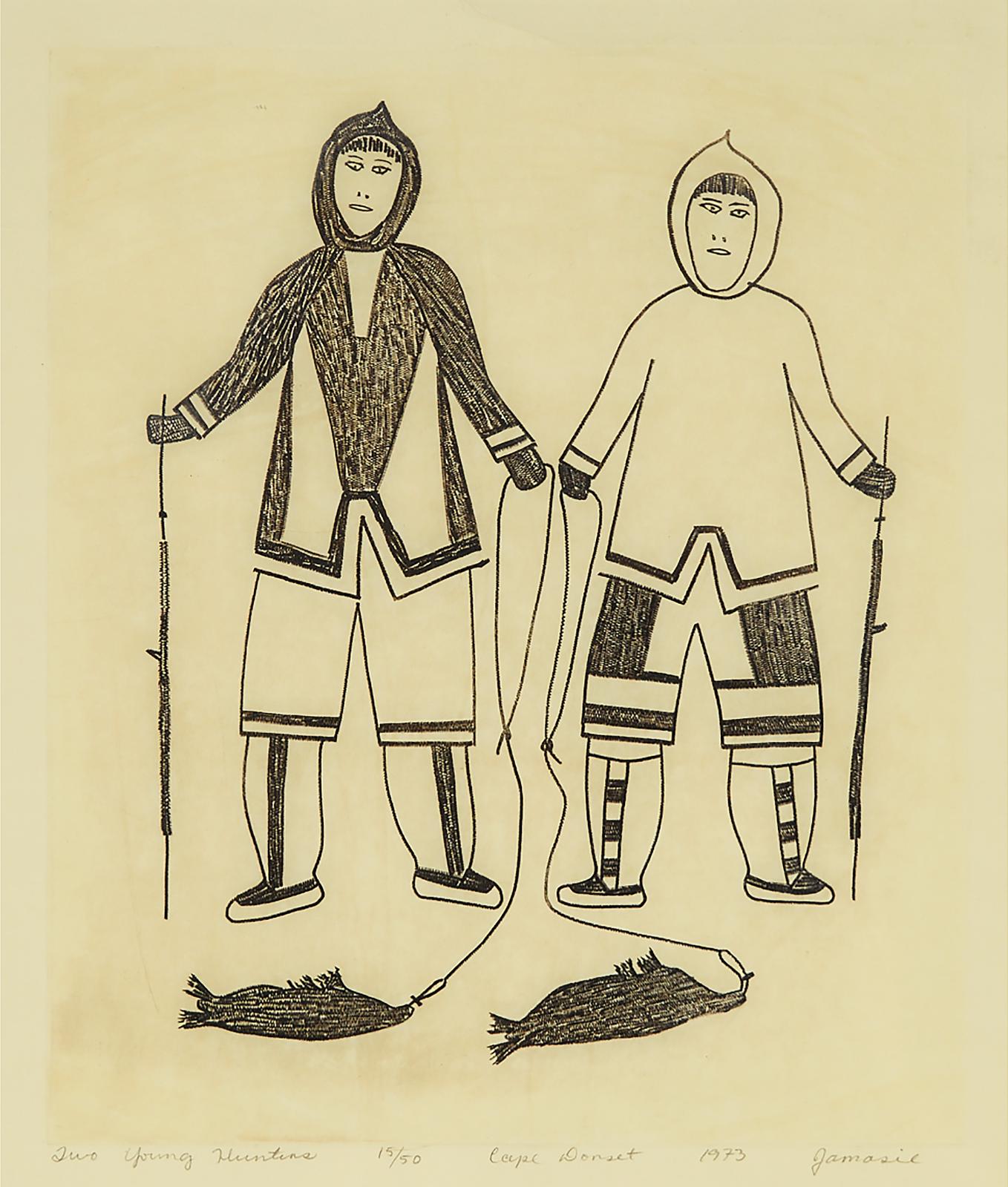 Jamasie Teevee (1910-1985) - Two Young Hunters