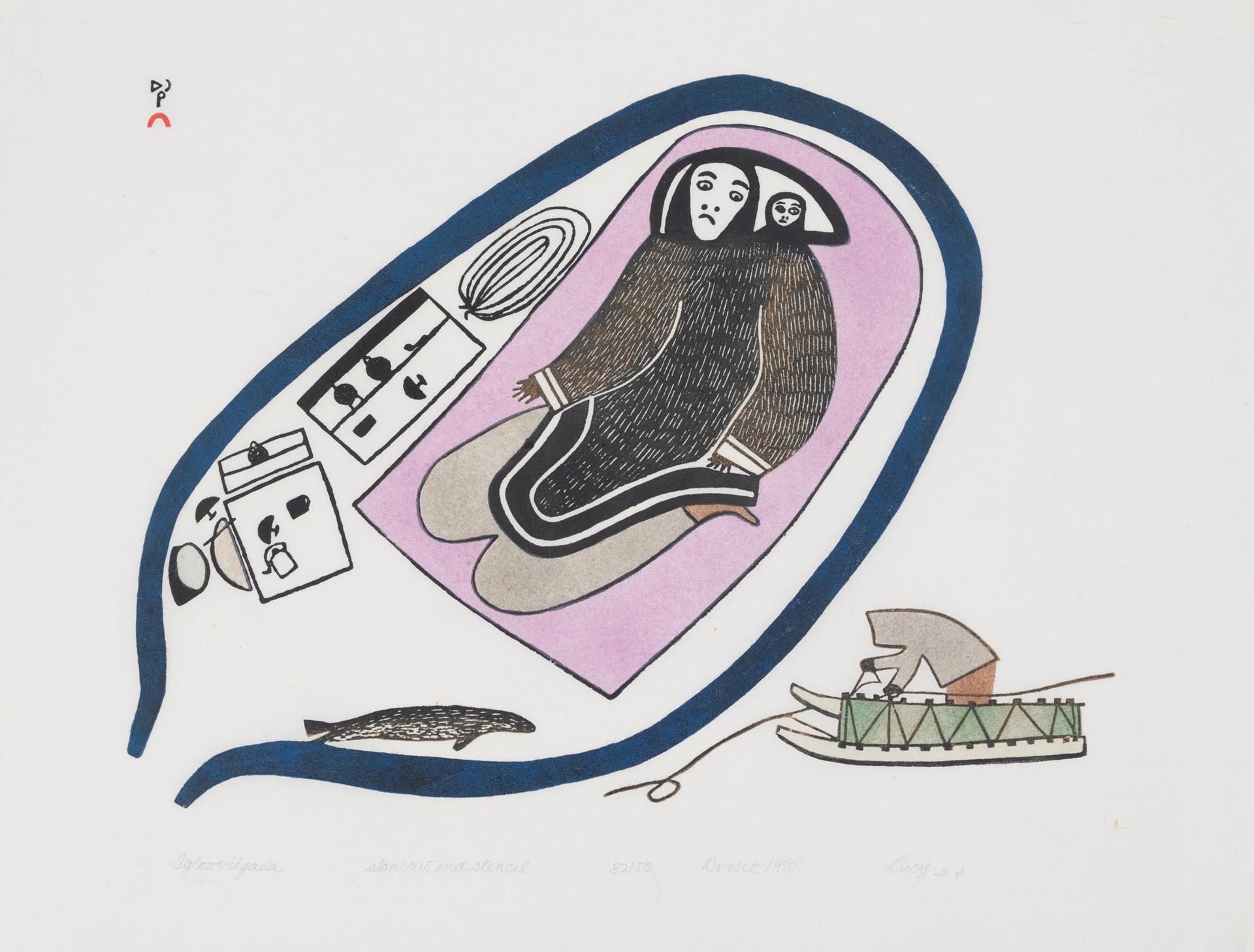 Lucy Qinnuayuak (1915-1982) - Iglooviigula, 1980