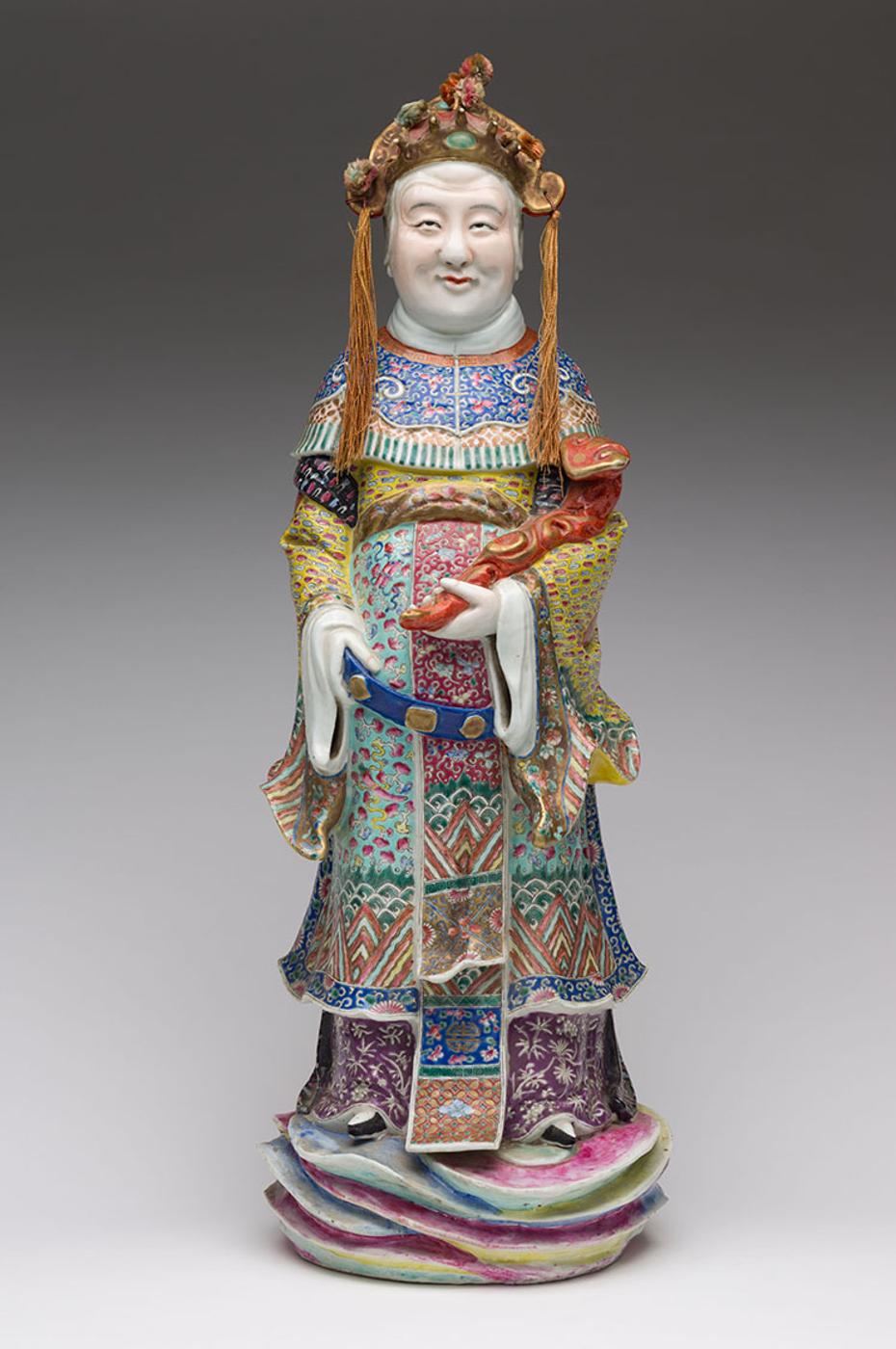 Chinese Art - A Large and Unusual Chinese Famille Rose Figure of a Female Sage, 19th Century
