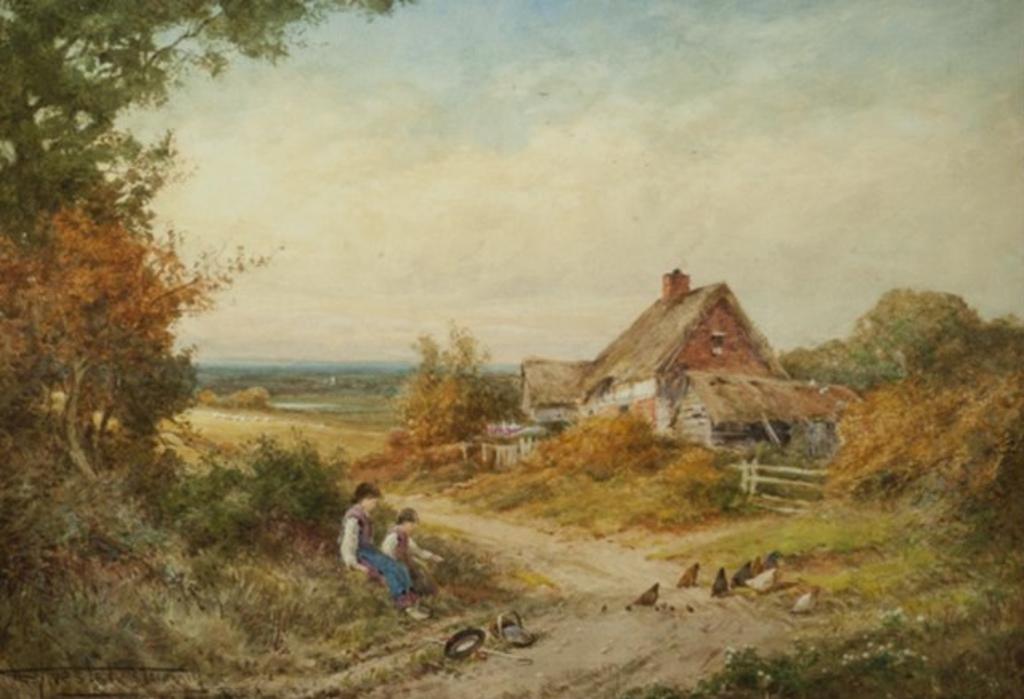 Henry John Sylvester Stannard (1870-1951) - Feeding the Chickens