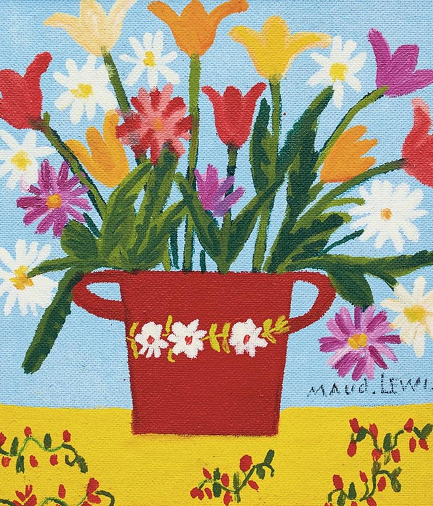 Maud Kathleen Lewis (1903-1970) - Flowers in Red Pot