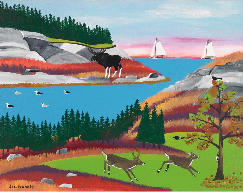 Joe Norris (1925-1996) - Harbour Scene With Wildlife