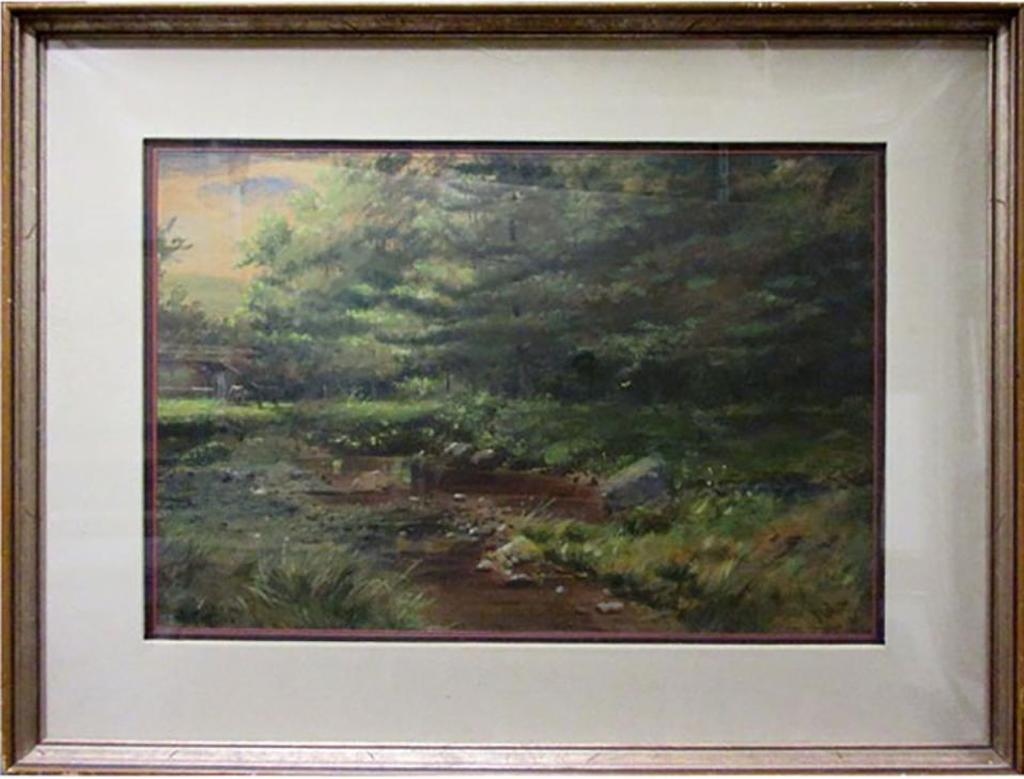 Marmaduke Matthews (1837-1913) - Creek Study With Horses In The Background