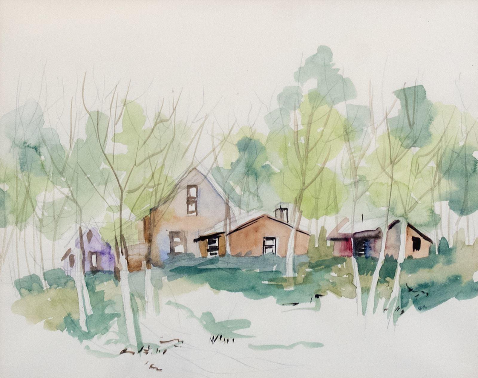 Janet Mitchell (1915-1998) - Sylvan Lake Cabins; Ca 1960
