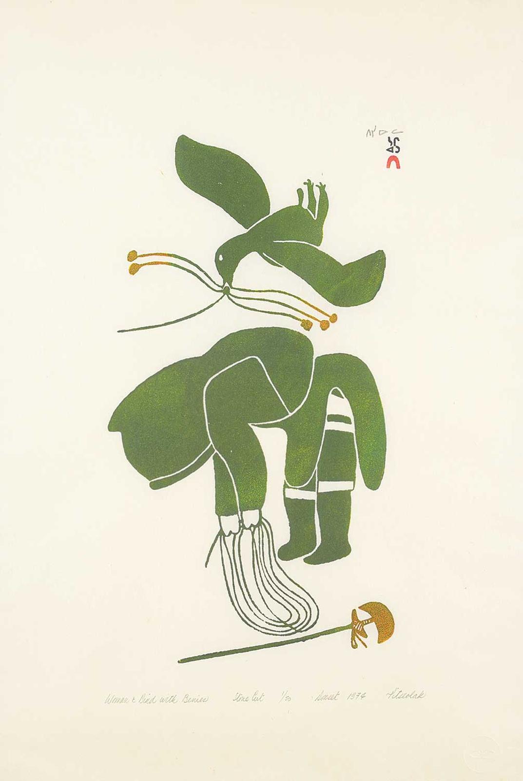 Ashoona - Woman and Bird with Berries  #1/50
