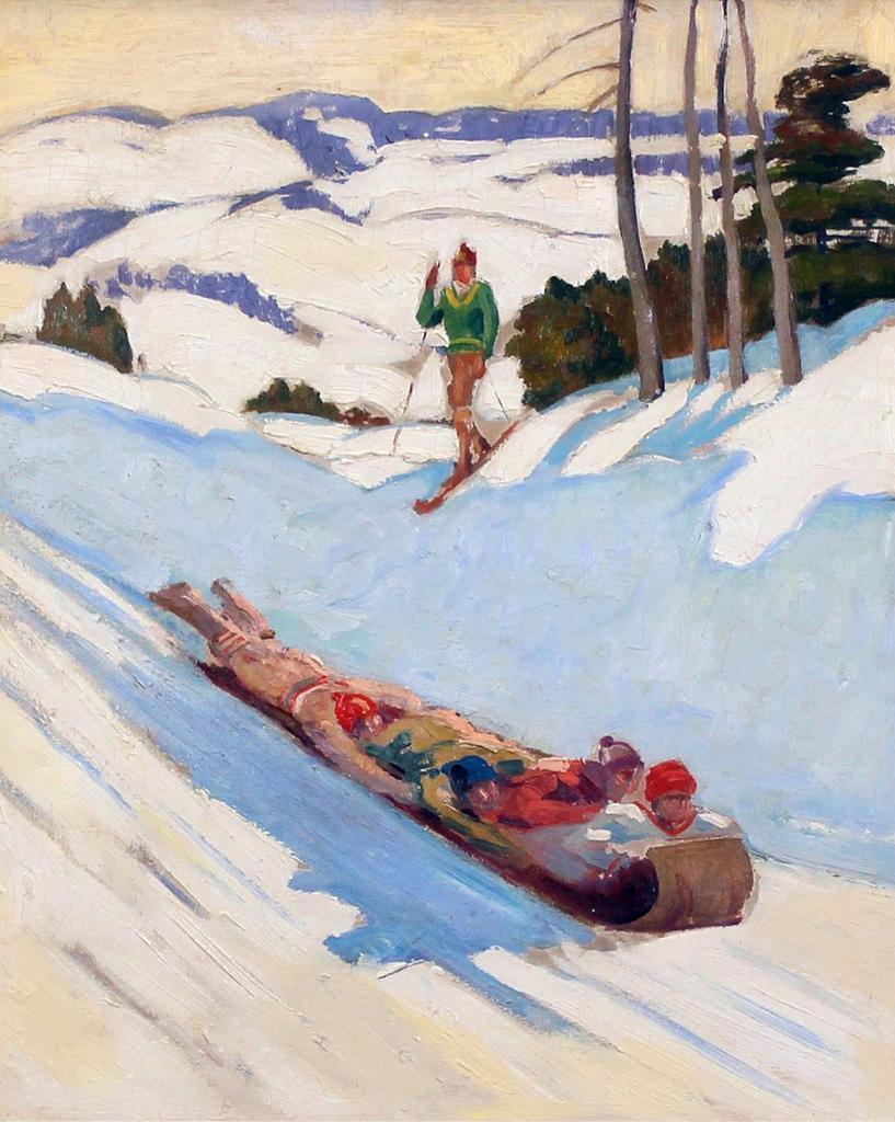 Robert Wakeham Pilot (1898-1967) - Tobogganing In Winter; Ca 1925