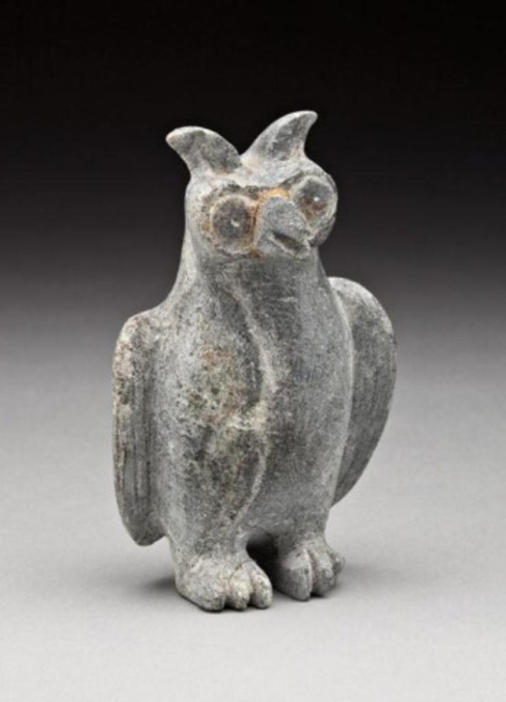 Joe Talirunili (1893-1976) - Standing Owl, c. 1968, grey stone, 4.25 x 2.25 x 2.25 in