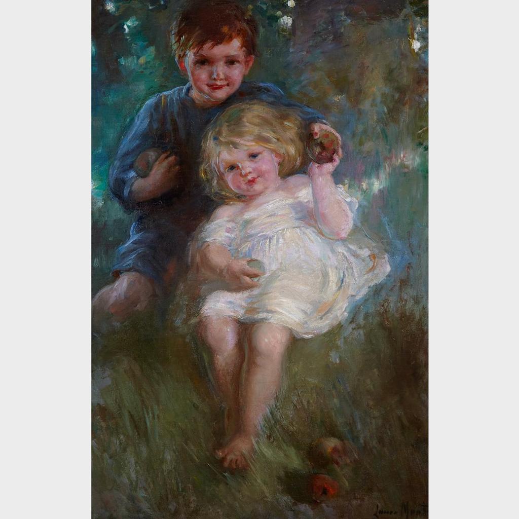 Laura Adeline Lyall Muntz (1860-1930) - Portrait Study Of Two Children In An Orchard