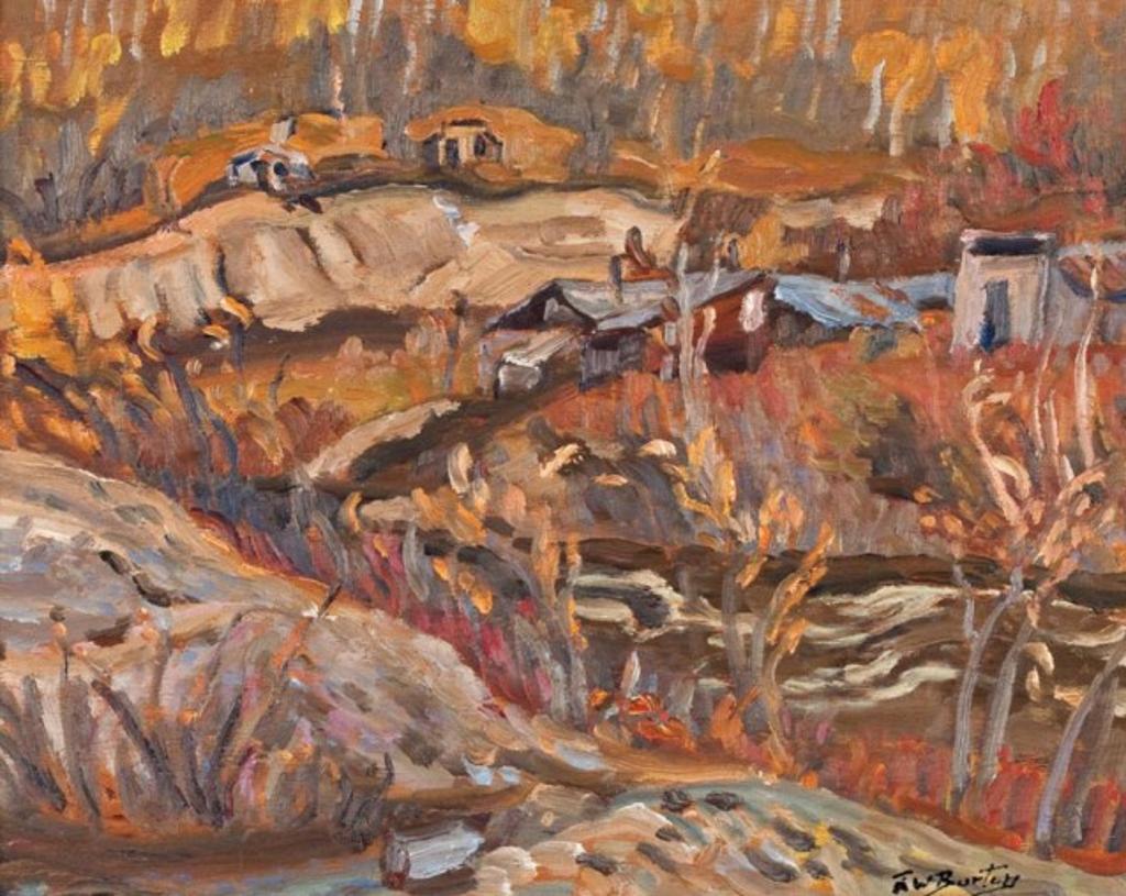 Ralph Wallace Burton (1905-1983) - Cabins at Grand Forks, Near Dawson City