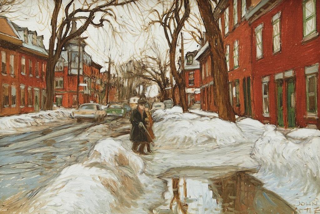 John Geoffrey Caruthers Little (1928-2024) - Flaque d'eau - Rue Logan, Montreal