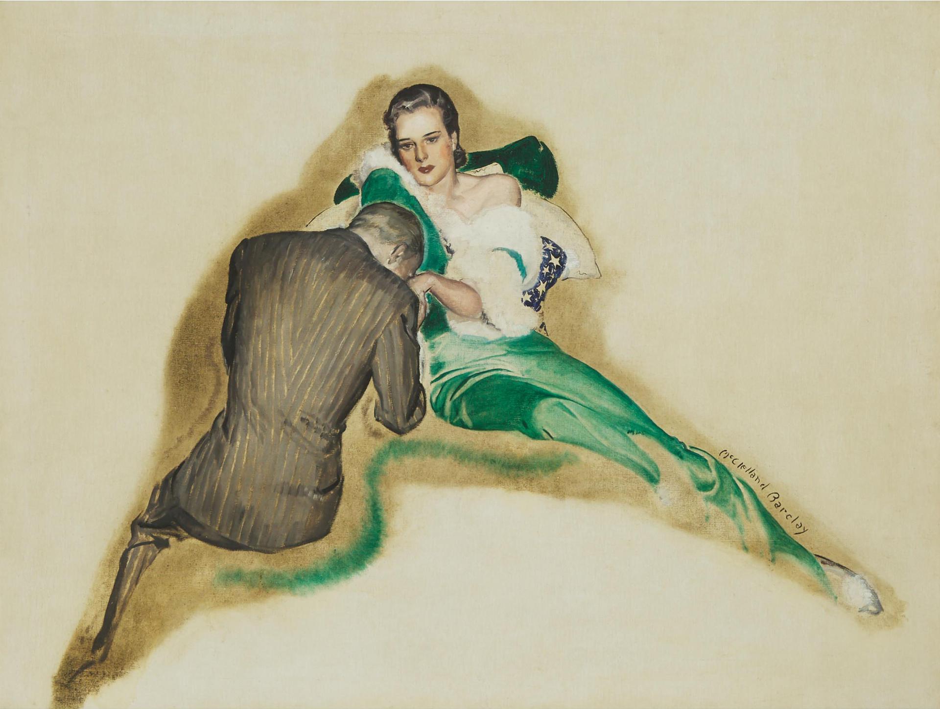 McClelland Barclay (1891-1943) - Couple In Intimate Pose (Possibly Virginia Moore As Model)