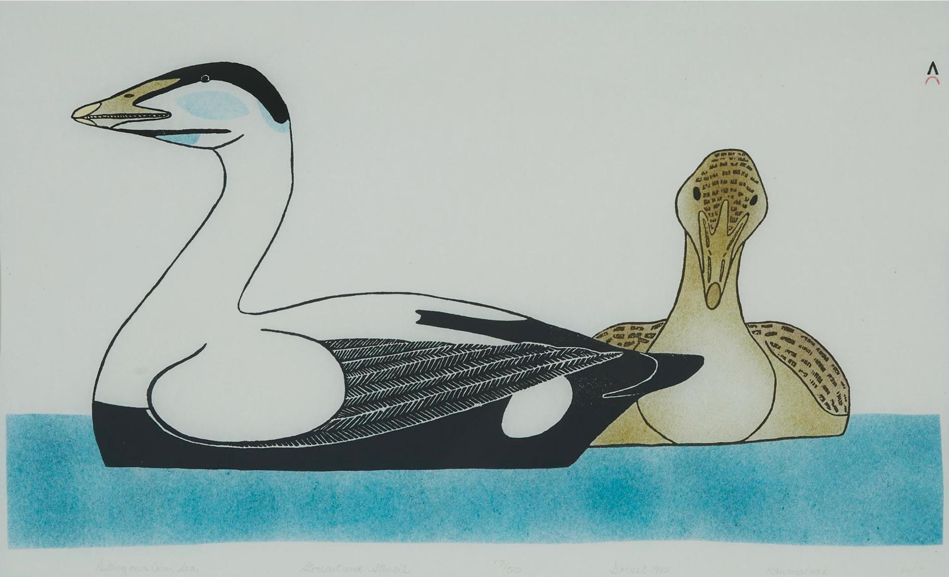 Kananginak Pootoogook (1935-2010) - Resting On A Calm Sea