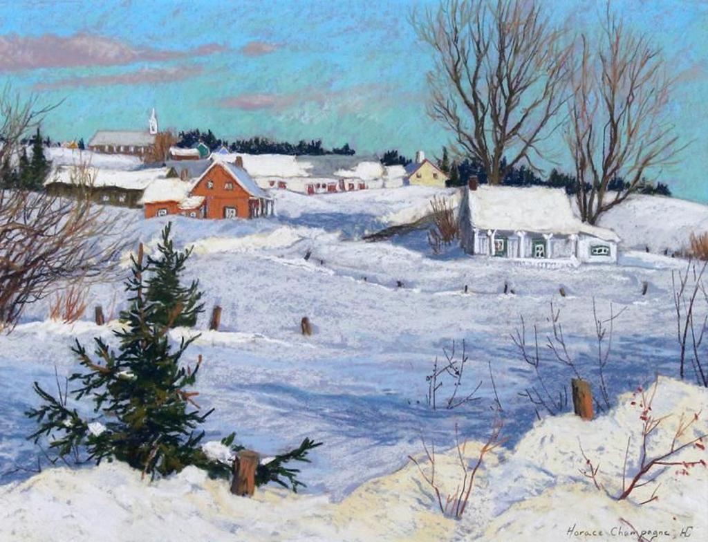 Horace Champagne (1937) - Sunset In March, Les Eboulements, P.Q.; 1989