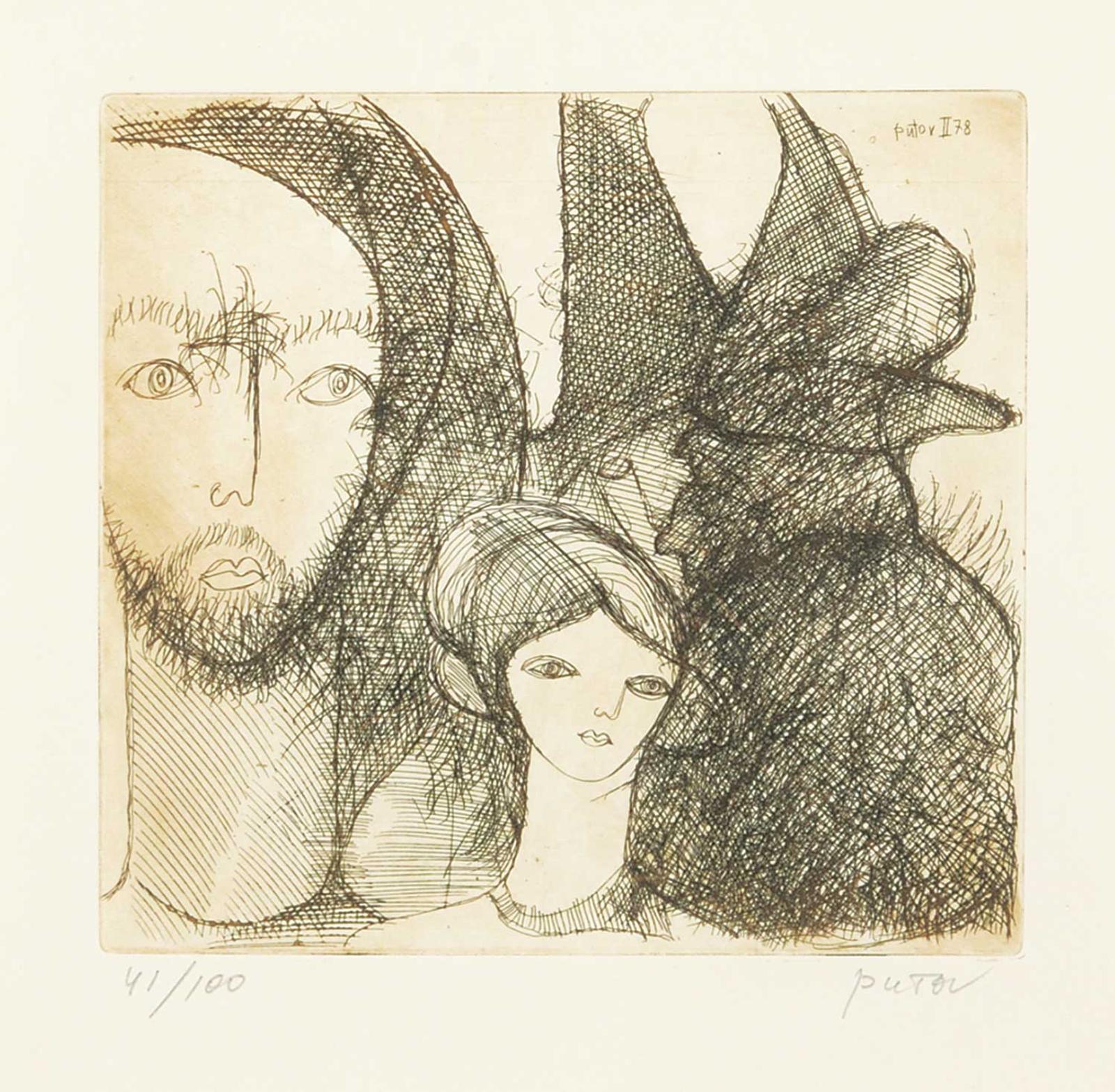 Alexander Putov (1940-2008) - Untitled - Faces  #41/100