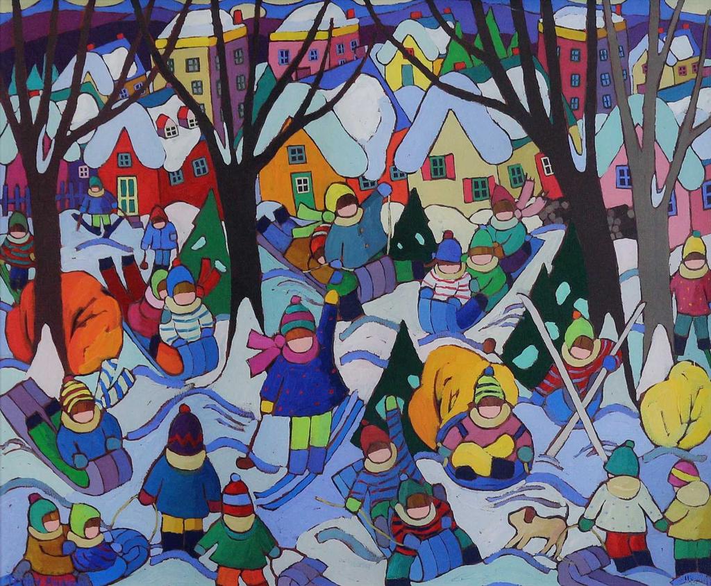 Terry Ananny (1956) - Sledding Fun; ed. #116/250