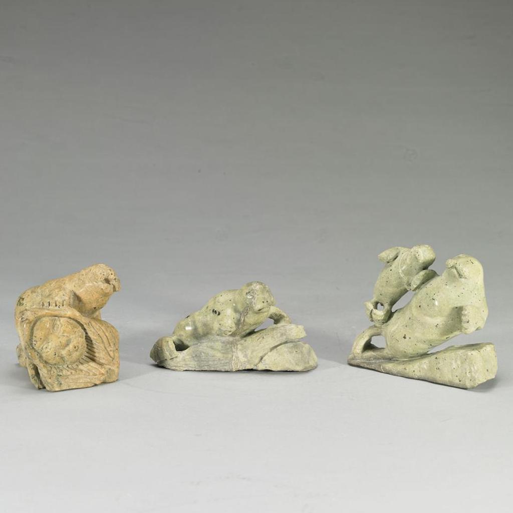 Bart Hanna (1948) - Three Sculptures Of Seals On Ice Floes