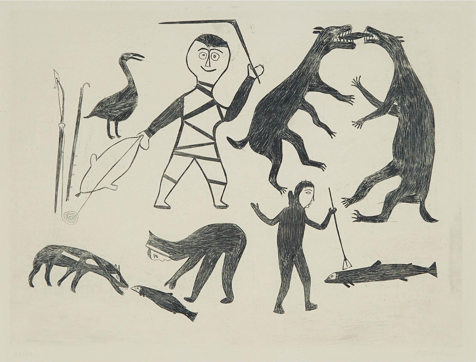 Timothy Ottochie (1904-1982) - Shaman Fighting Animal Spirits