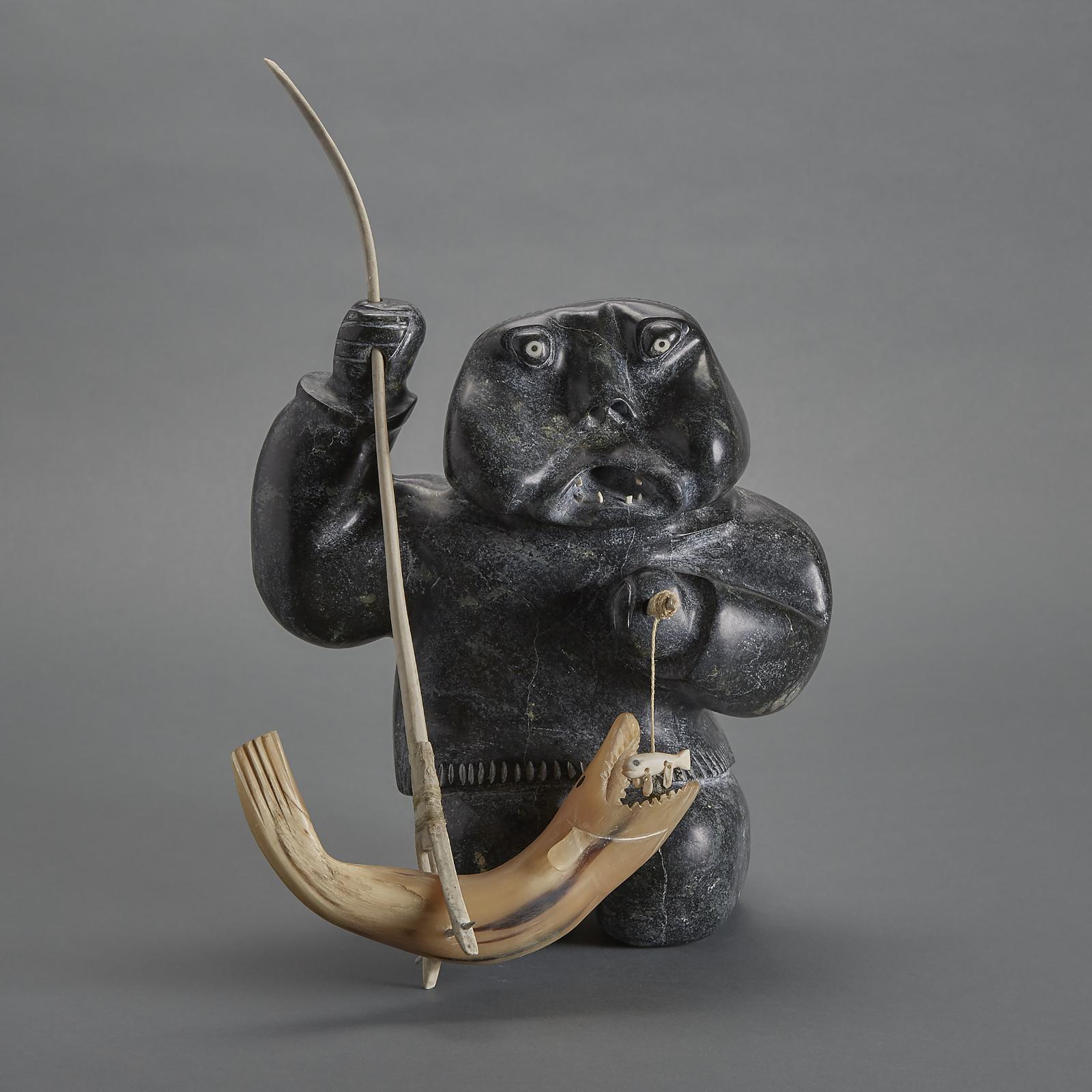 Judas Ullulaq (1937-1998) - Fisherman With Kakivak