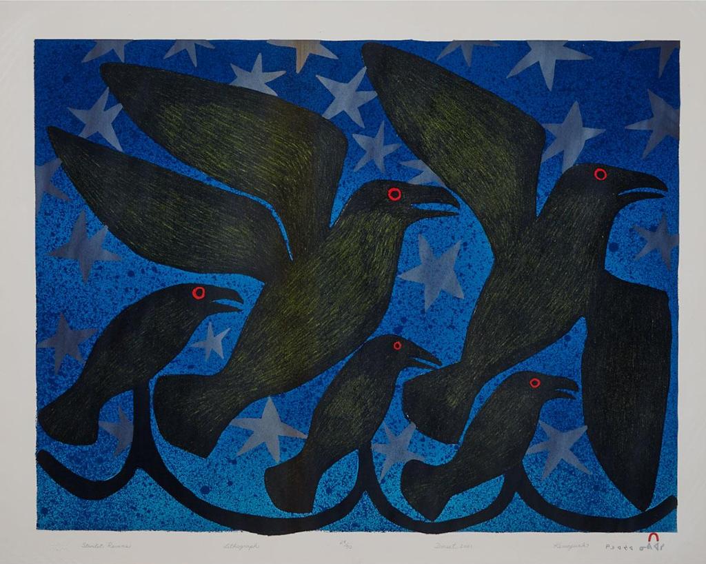 Kenojuak Ashevak (1927-2013) - Starlit Ravens