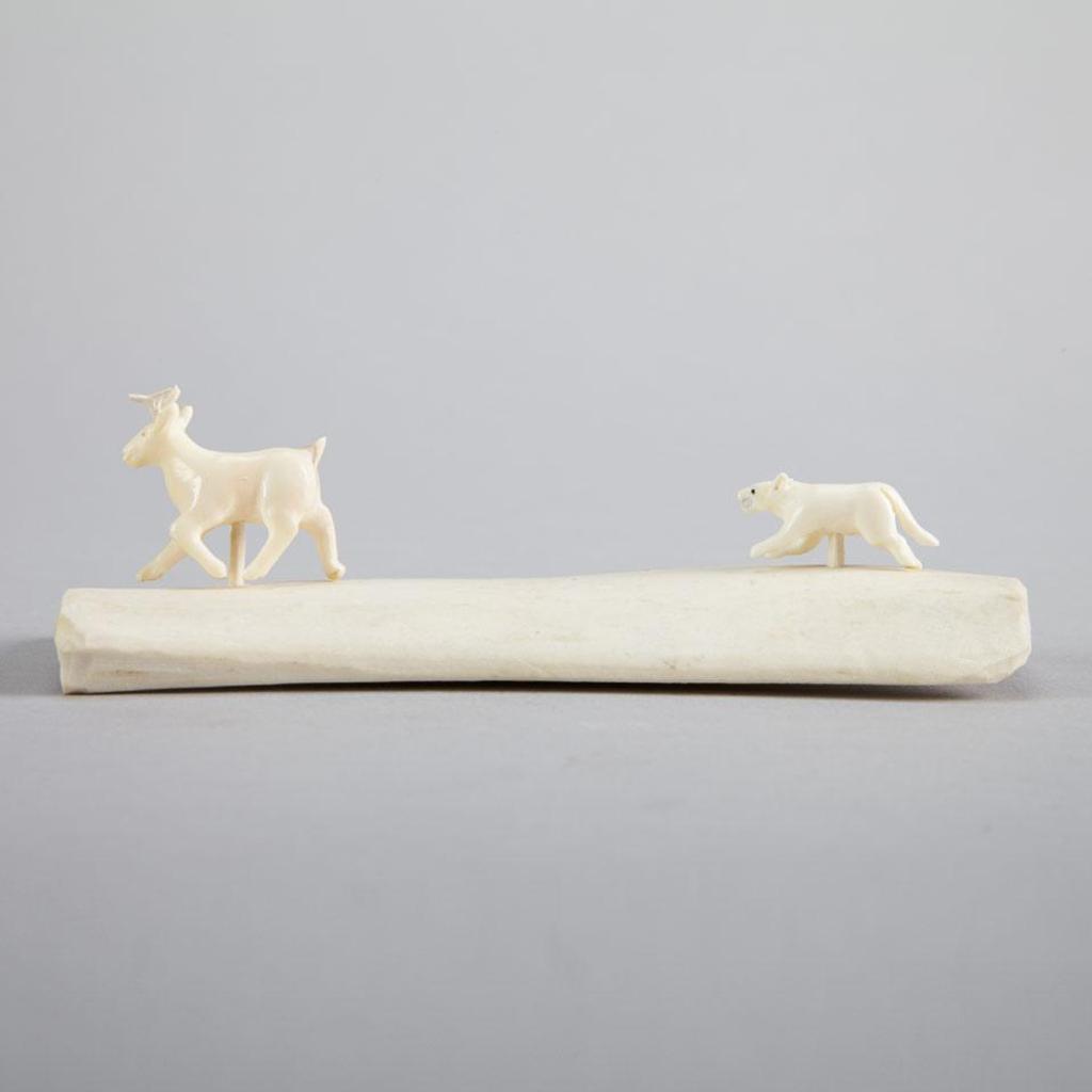 Solomon Iqquiyuittuq (1946) - Wolf Chasing Caribou