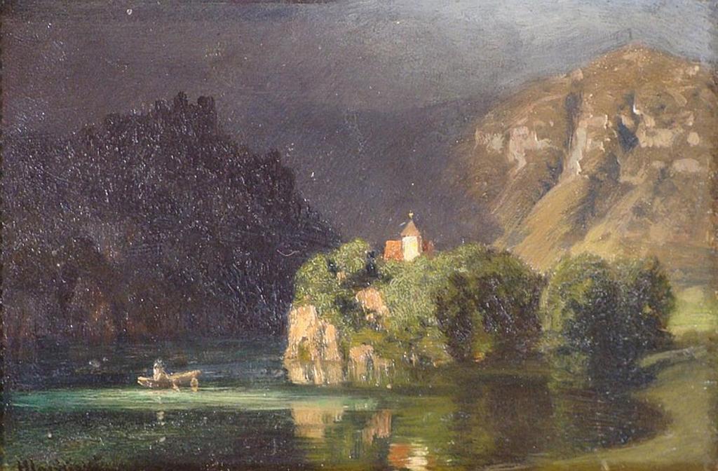 Anton Hlavacek (1842-1926) - LANDSCAPE WITH LAKE IN FOREGROUND