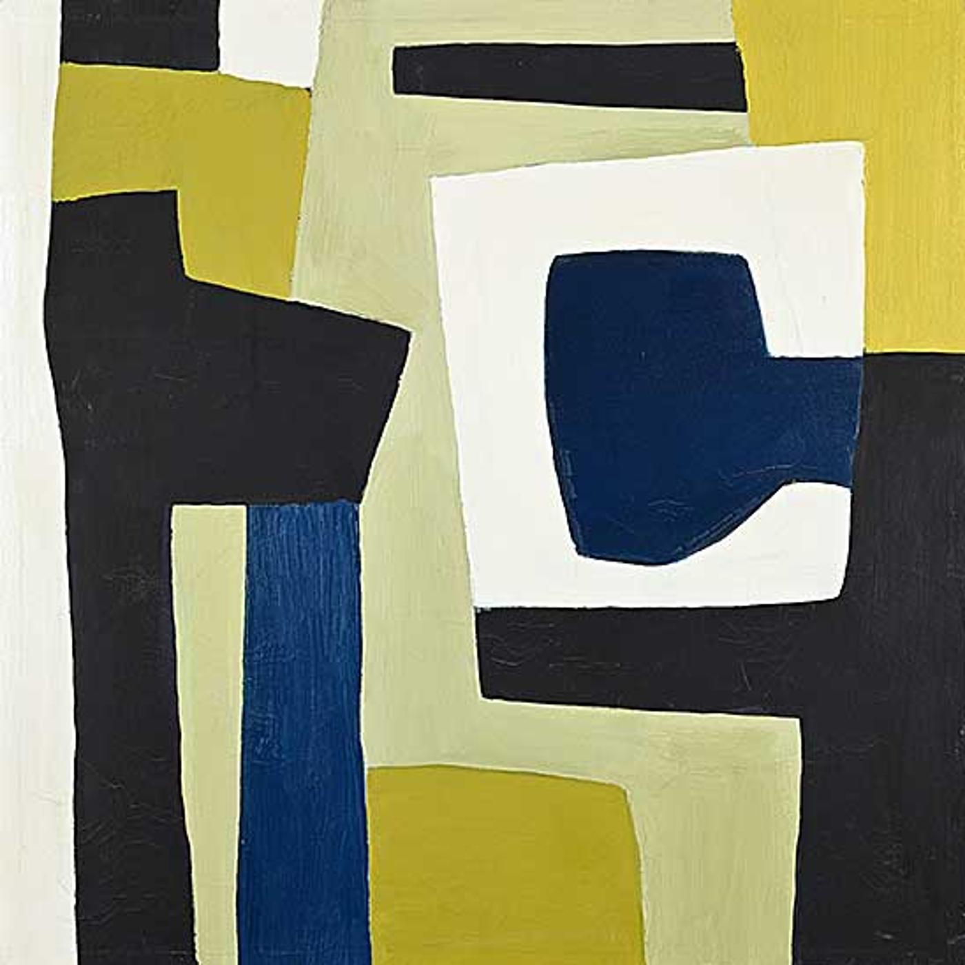 Katie von der Ohe (1937) - Untitled - Abstract in Blue, Yellow and Green