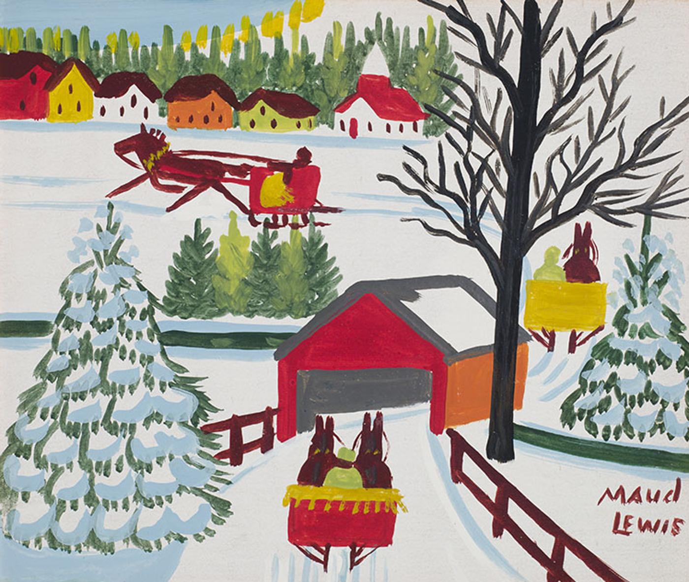 Maud Kathleen Lewis (1903-1970) - Covered Bridge in Winter
