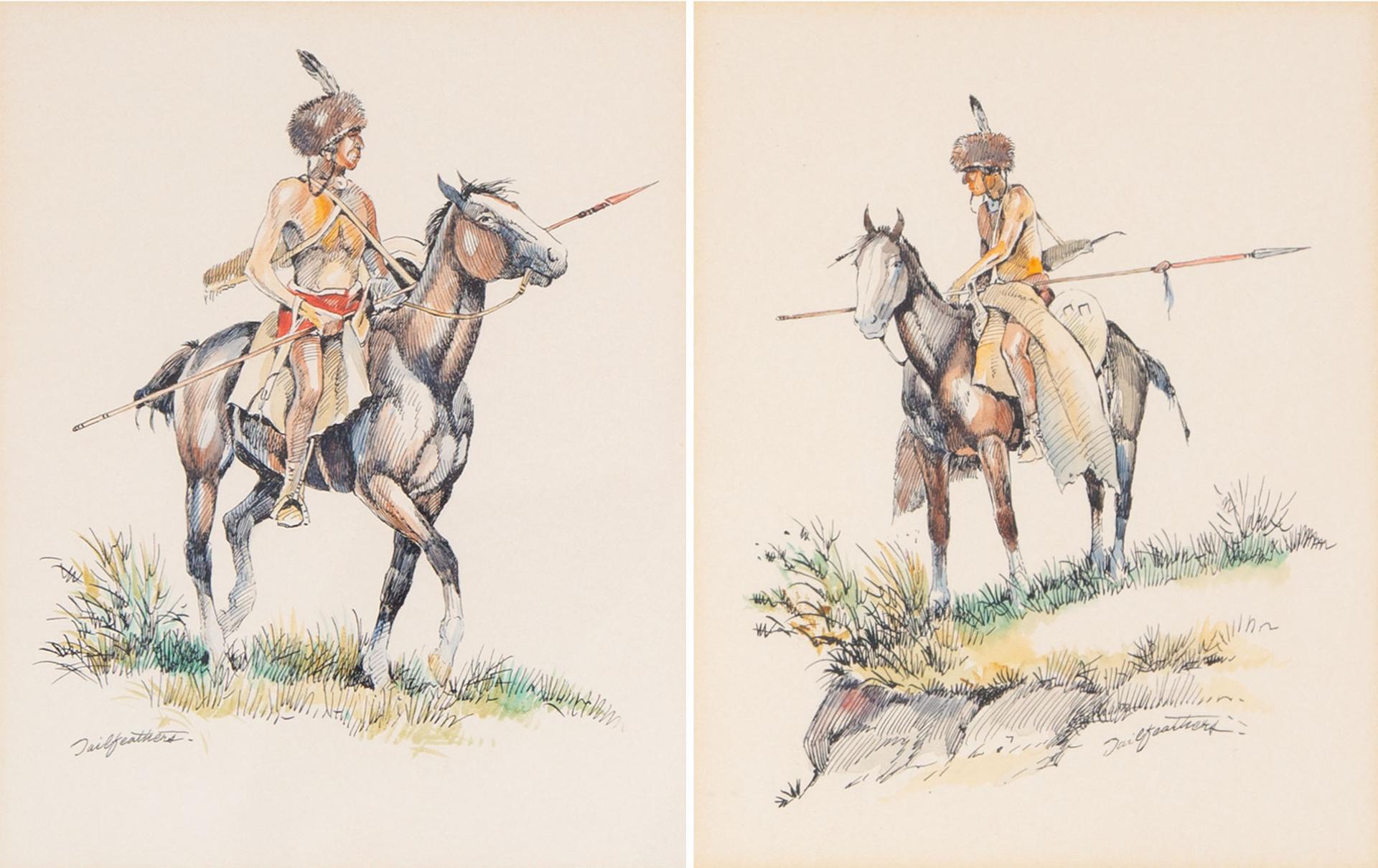 Gerald T. Tailfeathers (1925-1975) - Two Untitled Works