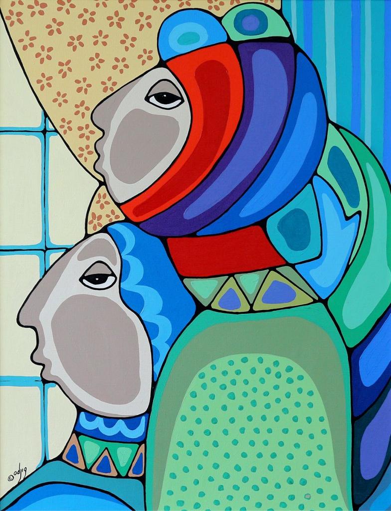 Daphne Odjig (1919-2016) - MOTHER AND CHILD; late 1980s