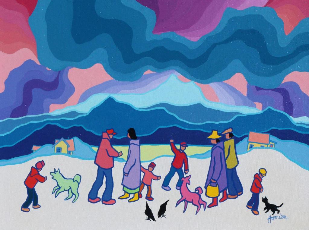 Ted Harrison (1926-2015) - Northern Conversation; 1991