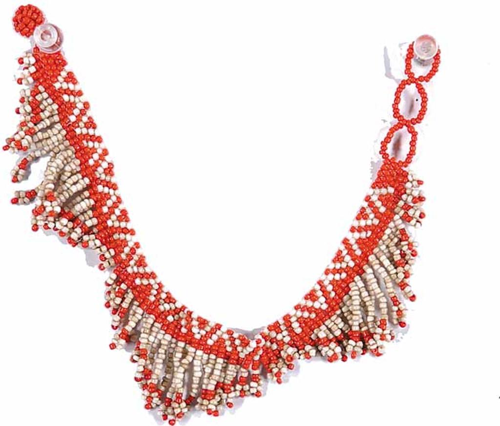 First Nations Basket School - Untitled - Orange and White Beaded Bracelet
