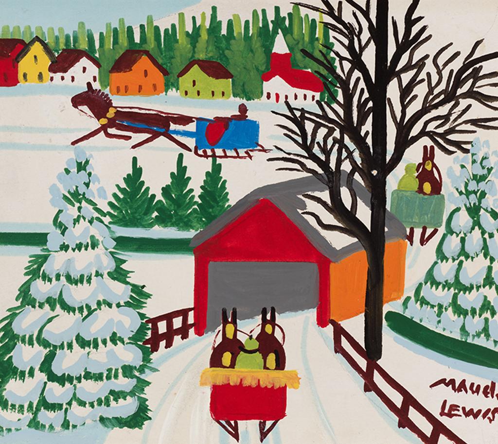 Maud Kathleen Lewis (1903-1970) - Sleigh and Covered Bridge