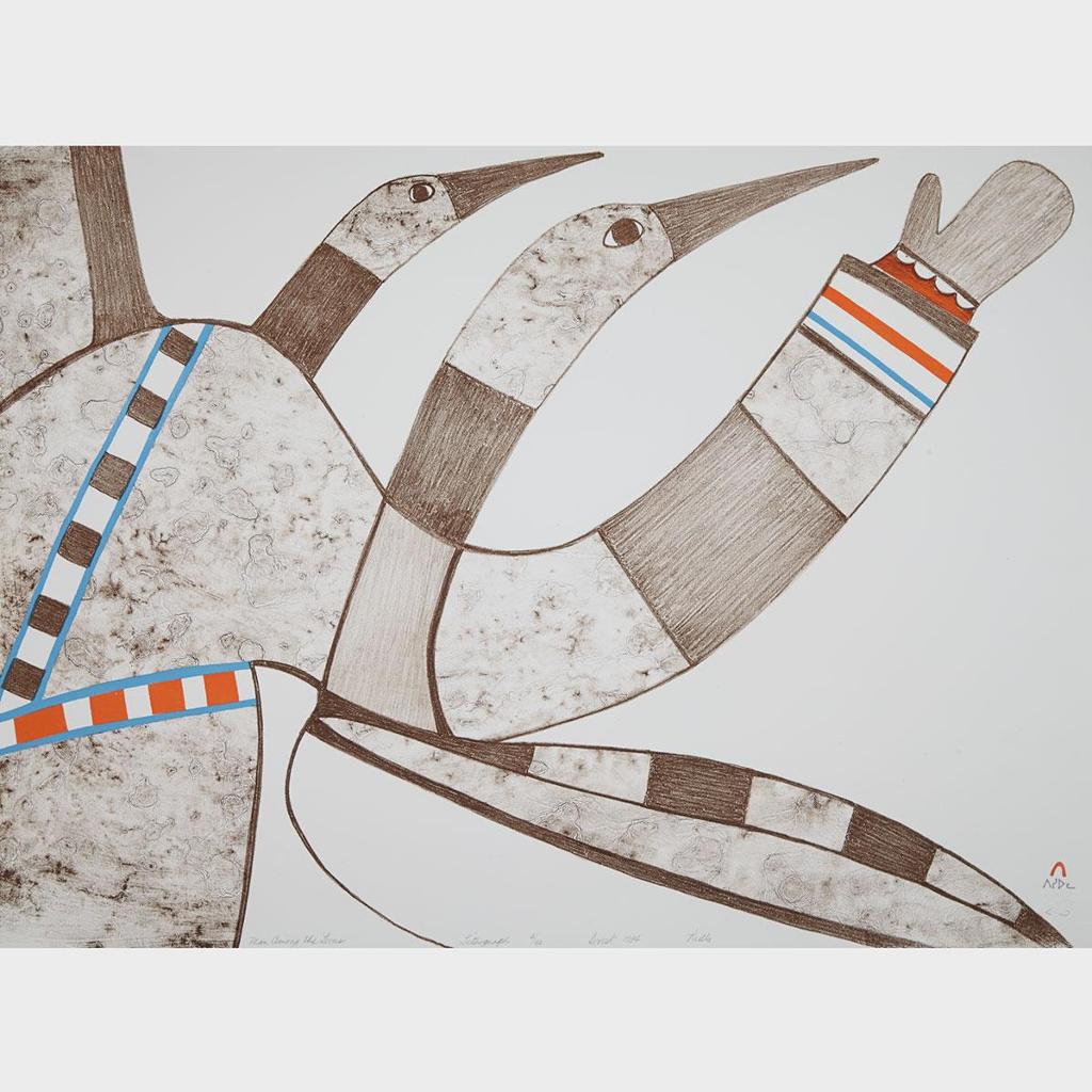Pudlo Pudlat (1916-1992) - Man Among The Loons