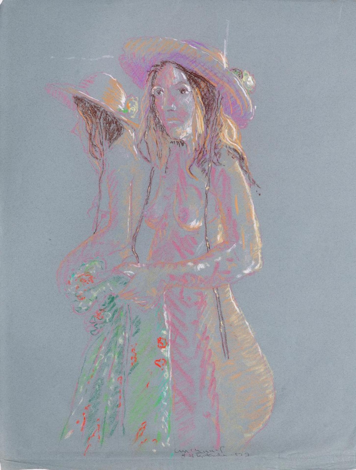 Robert F.M. McInnis (1942) - Untitled - Model with Hat at Mirror