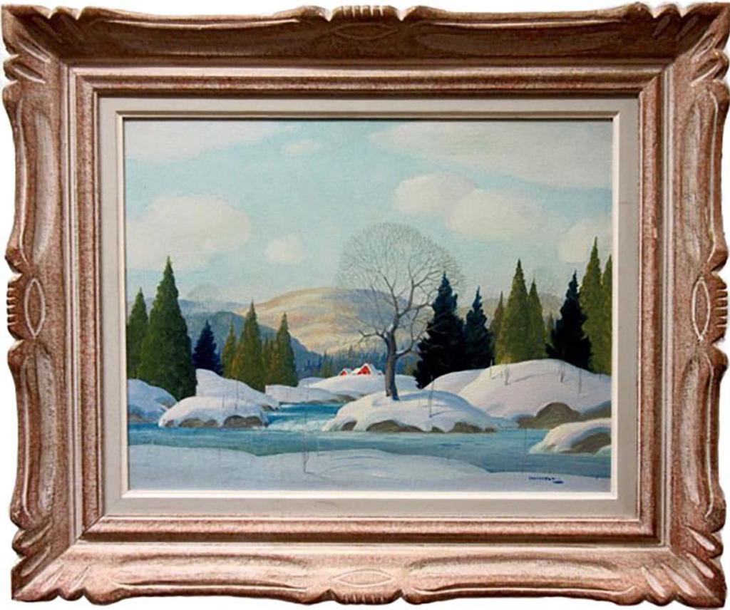 Graham Norble Norwell (1901-1967) - Winter Scene With Red Cabins