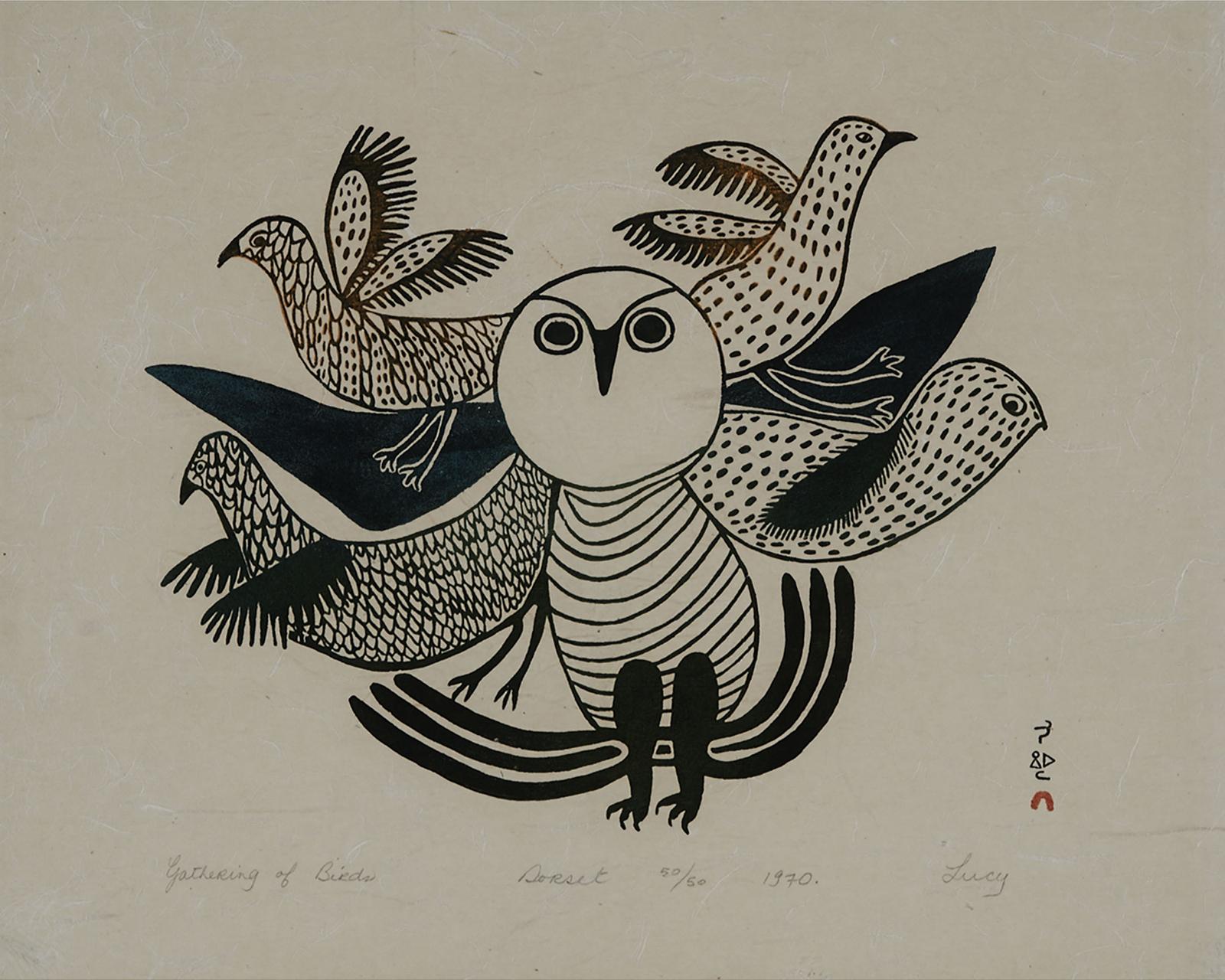 Lucy Qinnuayuak (1915-1982) - Gathering Of Birds