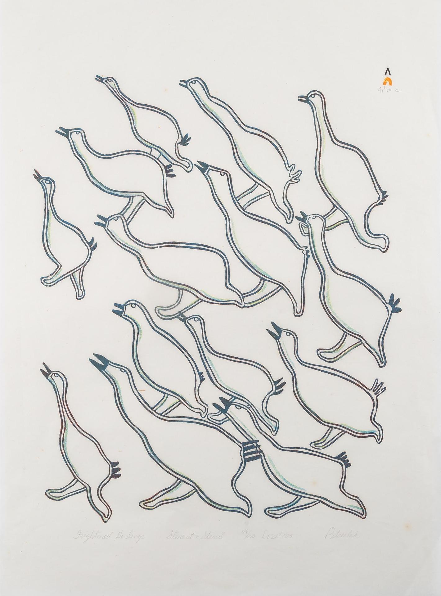 Pitseolak Ashoona (1904-1983) - Frightened Goslings